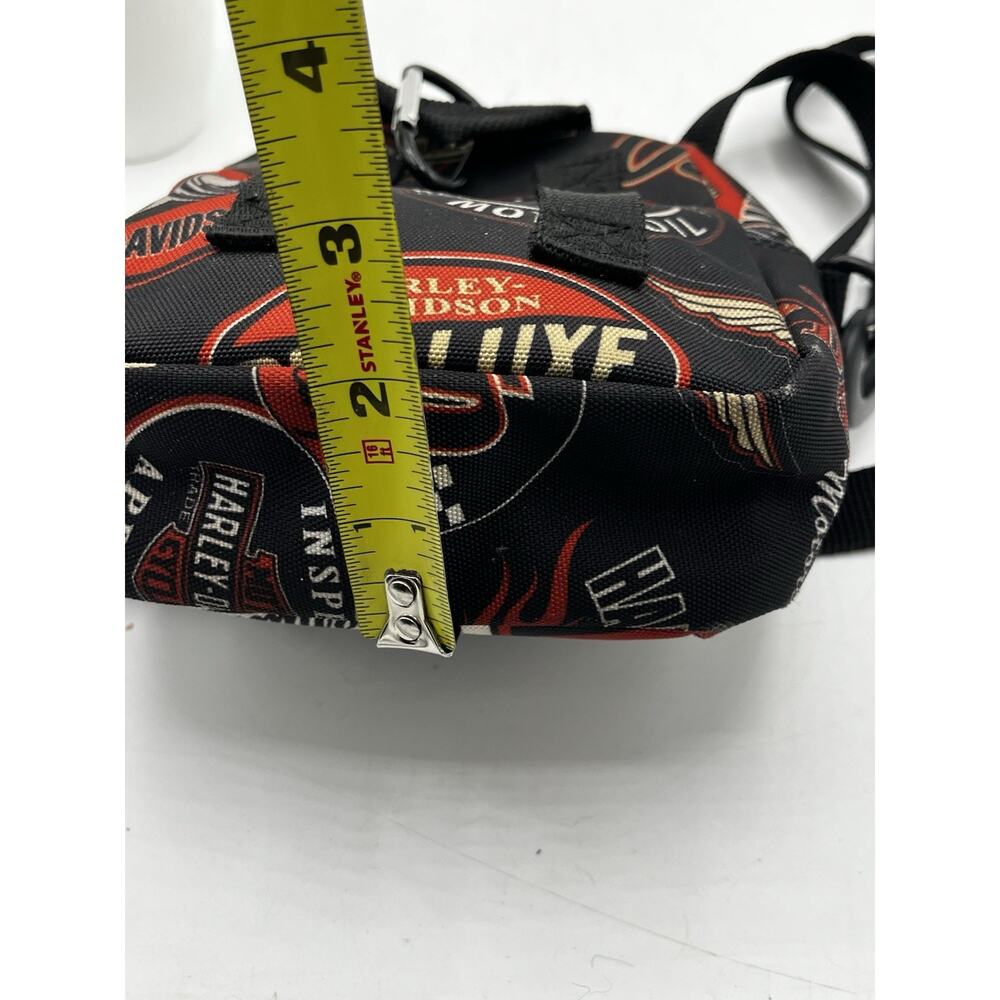 Harley Davidson Mini Crossbody Bag Canvas Logo Print Pre-Luxe 6x5 Biker - Picture 5 of 6